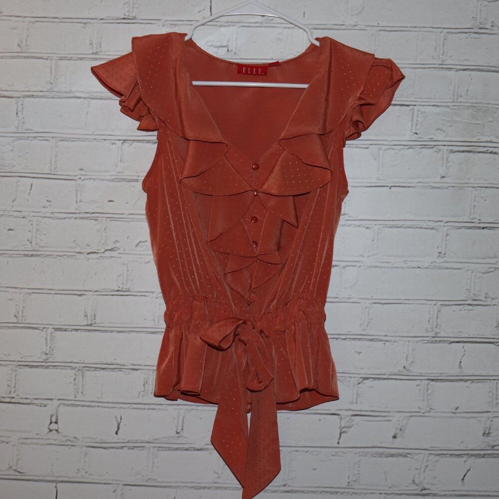 🧡 ELLE Ruffle Front Sleeveless Blouse · Women’s XS
